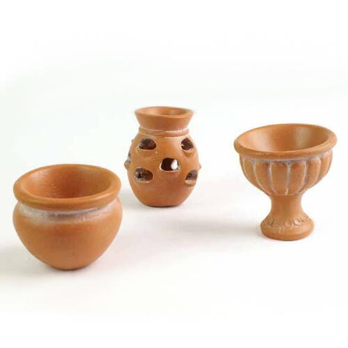 Billede af Miniature Terracotta pots, 3 pc. / Miniature terracottakrukker, 3 stk. fra Fiddlehead Fairy Gardens