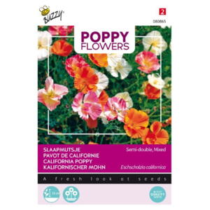 Poppy Coll. Californisk Valmue, Semi-double, mix, frø
